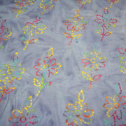 Tissu coton block print bleu aux fleurs multicolores - MADE IN INDIA - tissuspipi.com