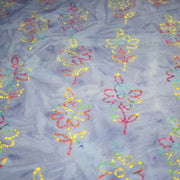 Tissu coton block print bleu aux fleurs multicolores - MADE IN INDIA - tissuspipi.com