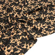 Tissu viscose fluide ocre aux feuilles noires façon silhouette - OEKO-TEX STANDARD 100 - tissuspipi.com