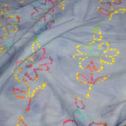 Tissu coton block print bleu aux fleurs multicolores - MADE IN INDIA - tissuspipi.com