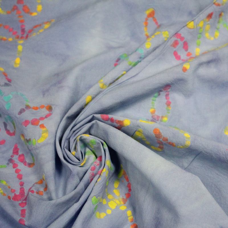 Tissu coton block print bleu aux fleurs multicolores - MADE IN INDIA - tissuspipi.com