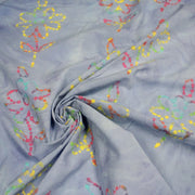 Tissu coton block print bleu aux fleurs multicolores - MADE IN INDIA - tissuspipi.com