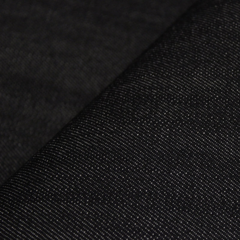 Tissu denim brut noir 100% coton, 410gr/m2 - Fabrication italienne