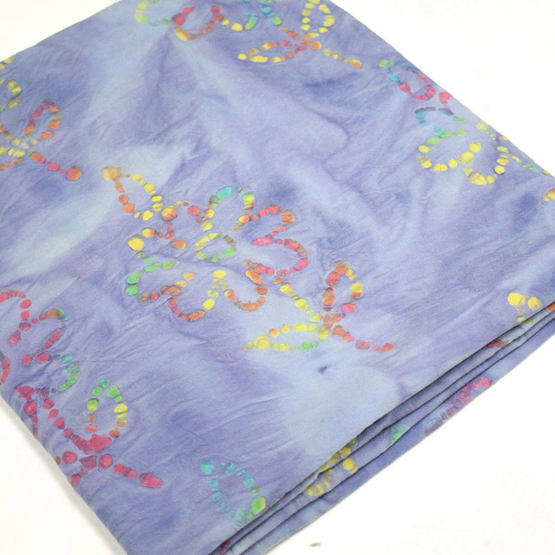 Tissu coton block print bleu aux fleurs multicolores - MADE IN INDIA - tissuspipi.com