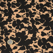 Tissu viscose fluide ocre aux feuilles noires façon silhouette - OEKO-TEX STANDARD 100 - tissuspipi.com