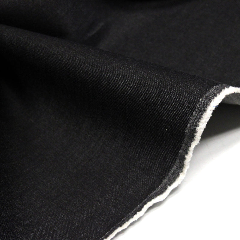 Tissu denim coton élasthanne noir 320gr/m2 - Fabrication italienne