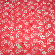 Tissu coton block print rouge fraise aux fleurs blanches - MADE IN INDIA - tissuspipi.com