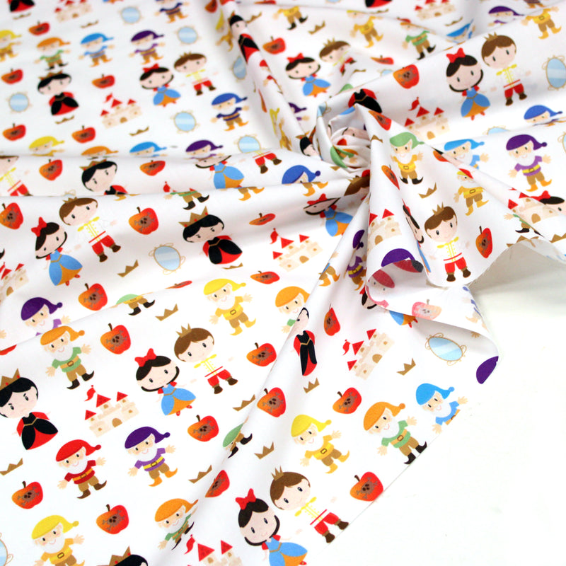 Tissu cotonnade enfant Blanche-Neige et les 7 nains