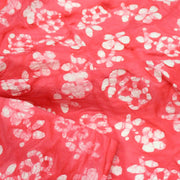 Tissu coton block print rouge fraise aux fleurs blanches - MADE IN INDIA - tissuspipi.com