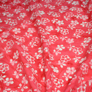 Tissu coton block print rouge fraise aux fleurs blanches - MADE IN INDIA - tissuspipi.com