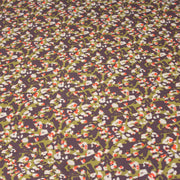 Tissu viscose fluide au feuillage abstrait vert & violet, taches écrues et oranges - OEKO-TEX STANDARD 100 - tissuspipi.com