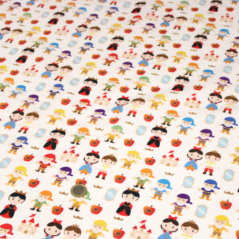 Tissu cotonnade enfant Blanche-Neige et les 7 nains