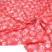 Tissu coton block print rouge fraise aux fleurs blanches - MADE IN INDIA - tissuspipi.com