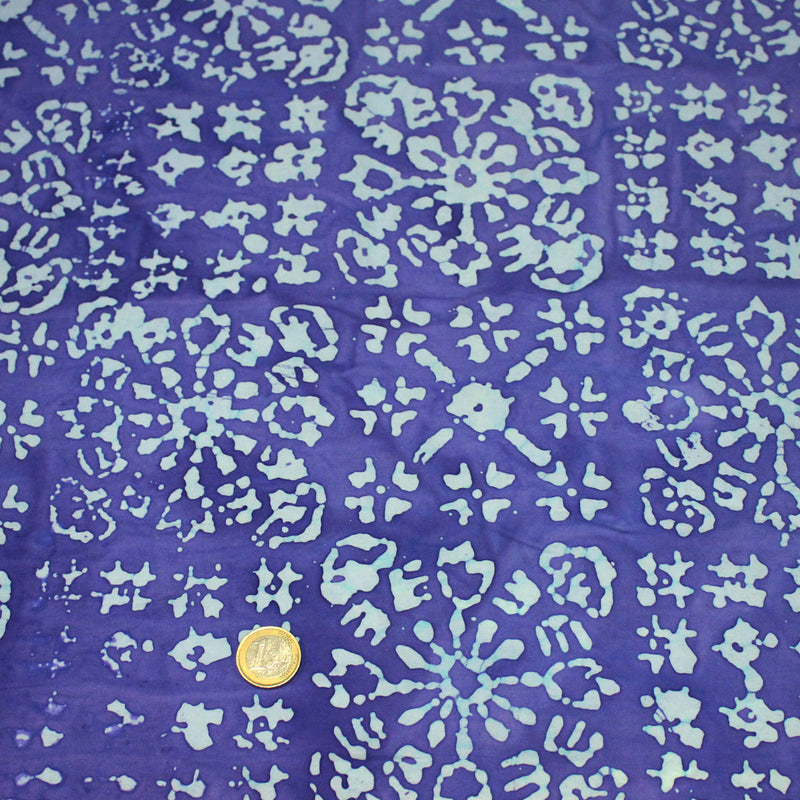 Tissu coton block print bleu roi aux signes et dessins bleu ciel - MADE IN INDIA - tissuspipi.com