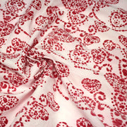 Tissu coton block print rose pâle aux coeurs roses rouges - MADE IN INDIA - tissuspipi.com