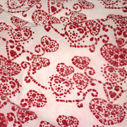Tissu coton block print rose pâle aux coeurs roses rouges - MADE IN INDIA - tissuspipi.com