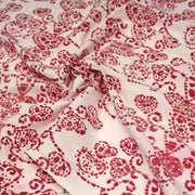 Tissu coton block print rose pâle aux coeurs roses rouges - MADE IN INDIA - tissuspipi.com