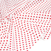 Tissu popeline de coton blanc à pois rouges 8mm - COLLECTION POLKA DOT - tissuspipi.com