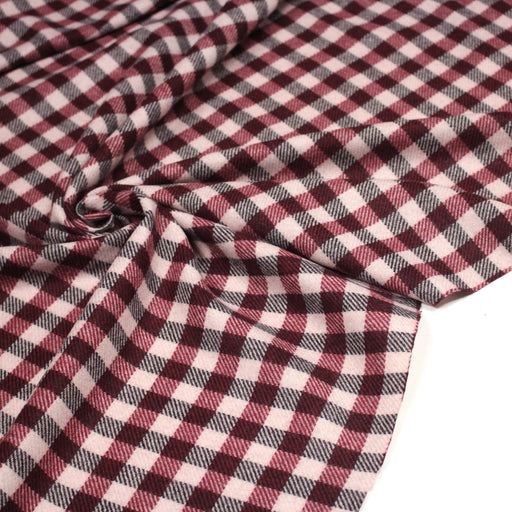 Tissu lainage tartan rose, byzantin et gris anthracite - Fabrication italienne - tissuspipi.com
