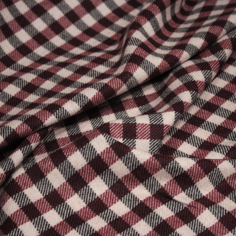 Tissu lainage tartan rose, byzantin et gris anthracite - Fabrication italienne - tissuspipi.com