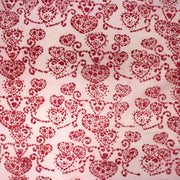 Tissu coton block print rose pâle aux coeurs roses rouges - MADE IN INDIA - tissuspipi.com