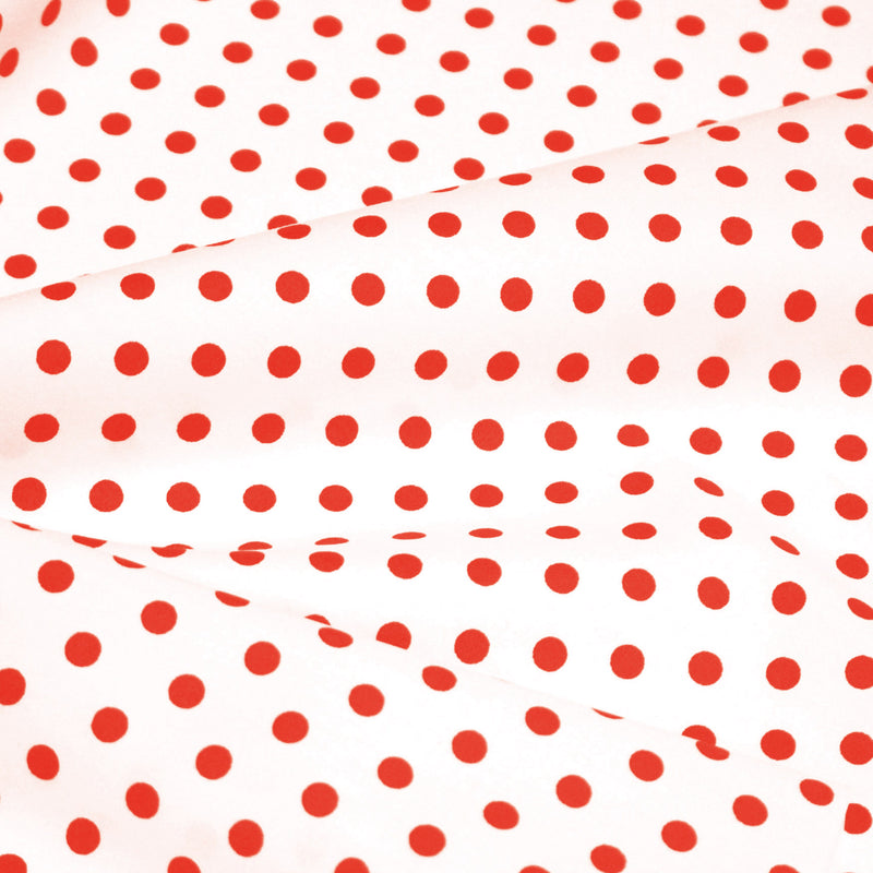 Tissu popeline de coton blanc à pois rouges 8mm - COLLECTION POLKA DOT - tissuspipi.com
