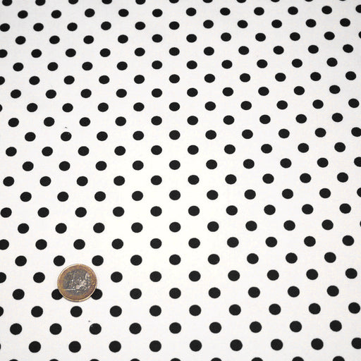 Tissu popeline de coton blanc à pois noirs 8mm - COLLECTION POLKA DOT - tissuspipi.com