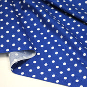 Tissu de coton bleu roi à petits pois blancs 7mm - COLLECTION POLKA DOT - tissuspipi.com