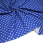 Tissu de coton bleu roi à petits pois blancs 7mm - COLLECTION POLKA DOT - tissuspipi.com