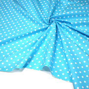 Tissu de coton bleu turquoise à petits pois blancs 7mm - COLLECTION POLKA DOT - tissuspipi.com
