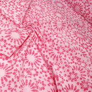 Tissu coton block print rose pâle aux fleurs rose fuchsia - MADE IN INDIA - tissuspipi.com
