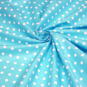 Tissu de coton bleu turquoise à petits pois blancs 7mm - COLLECTION POLKA DOT - tissuspipi.com