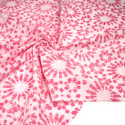 Tissu coton block print rose pâle aux fleurs rose fuchsia - MADE IN INDIA - tissuspipi.com