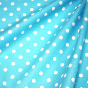 Tissu de coton bleu turquoise à petits pois blancs 7mm - COLLECTION POLKA DOT - tissuspipi.com