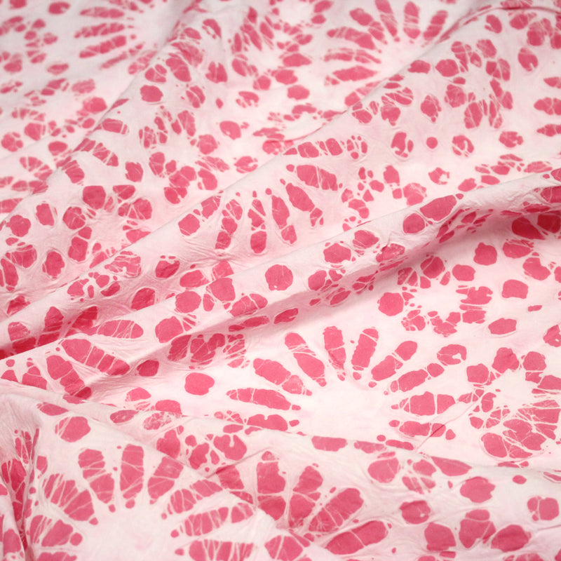 Tissu coton block print rose pâle aux fleurs rose fuchsia - MADE IN INDIA - tissuspipi.com