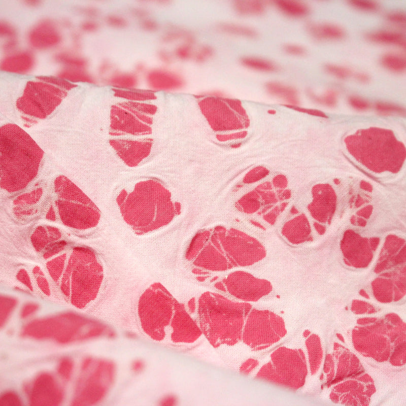 Tissu coton block print rose pâle aux fleurs rose fuchsia - MADE IN INDIA - tissuspipi.com