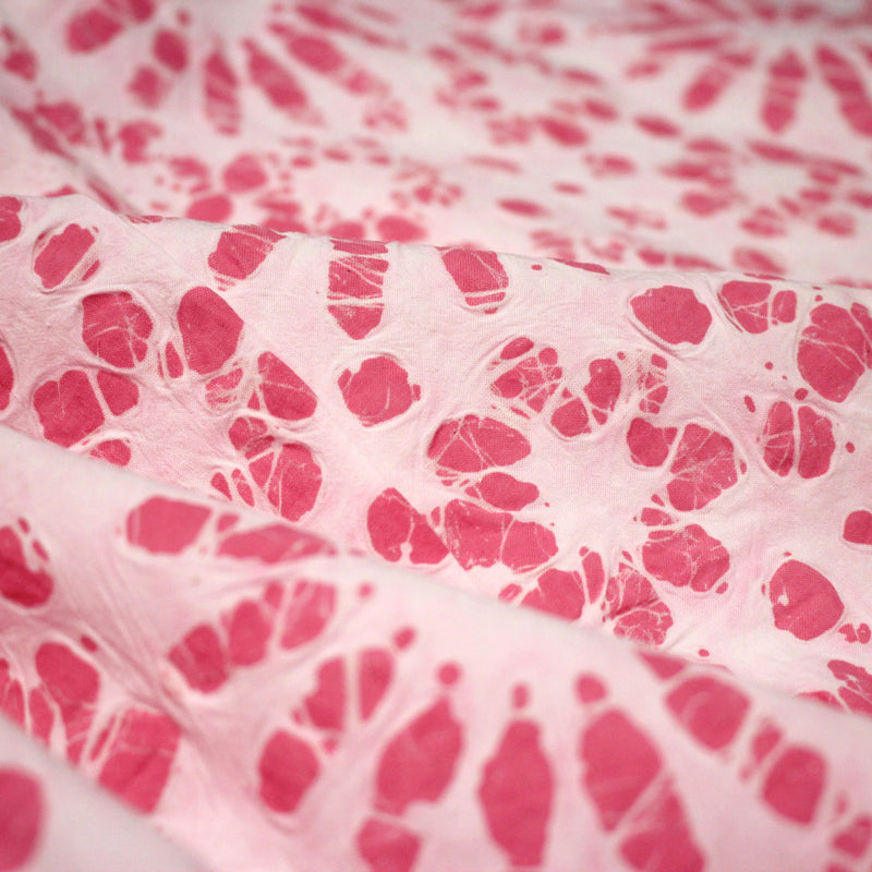 Tissu coton block print rose pâle aux fleurs rose fuchsia - MADE IN INDIA - tissuspipi.com