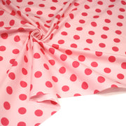 Tissu popeline de coton rose pâle à pois rouge magenta 18mm - COLLECTION POLKA DOT - tissuspipi.com