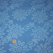 Tissu coton block print bleu aux fleurs bleu ciel - MADE IN INDIA - tissuspipi.com