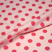 Tissu popeline de coton rose pâle à pois rouge magenta 18mm - COLLECTION POLKA DOT - tissuspipi.com