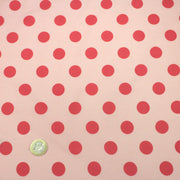 Tissu popeline de coton rose pâle à pois rouge magenta 18mm - COLLECTION POLKA DOT - tissuspipi.com