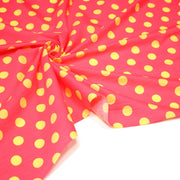 Tissu popeline de coton rose à pois jaunes 18mm - COLLECTION POLKA DOT - tissuspipi.com