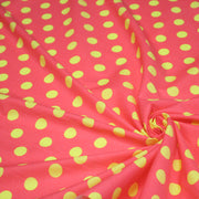 Tissu popeline de coton rose à pois jaunes 18mm - COLLECTION POLKA DOT - tissuspipi.com