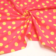 Tissu popeline de coton rose à pois jaunes 18mm - COLLECTION POLKA DOT - tissuspipi.com