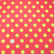 Tissu popeline de coton rose à pois jaunes 18mm - COLLECTION POLKA DOT - tissuspipi.com