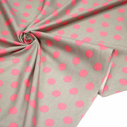 Tissu popeline de coton gris clair à pois roses 18mm - COLLECTION POLKA DOT - tissuspipi.com