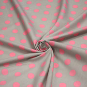 Tissu popeline de coton gris clair à pois roses 18mm - COLLECTION POLKA DOT - tissuspipi.com