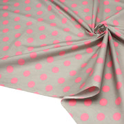 Tissu popeline de coton gris clair à pois roses 18mm - COLLECTION POLKA DOT - tissuspipi.com