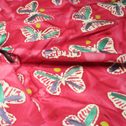 Tissu cotonnade BATIK aux papillons blanc : rose, vert, violet - MADE IN INDIA - tissuspipi.com
