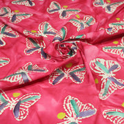Tissu cotonnade BATIK aux papillons blanc : rose, vert, violet - MADE IN INDIA - tissuspipi.com